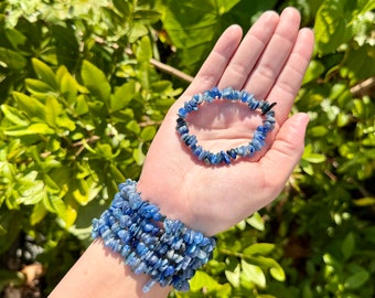 Blue Kyanite Chip Bracelet - Kyanite Gemstone Jewelry Gift for Her - Choose How Many