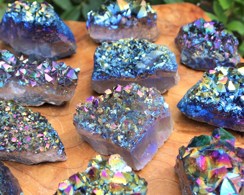 Rainbow Aura Amethyst Clusters, 'AAA' Grade Titanium Metallic Amethyst Crystals - Choose Size 画像 9