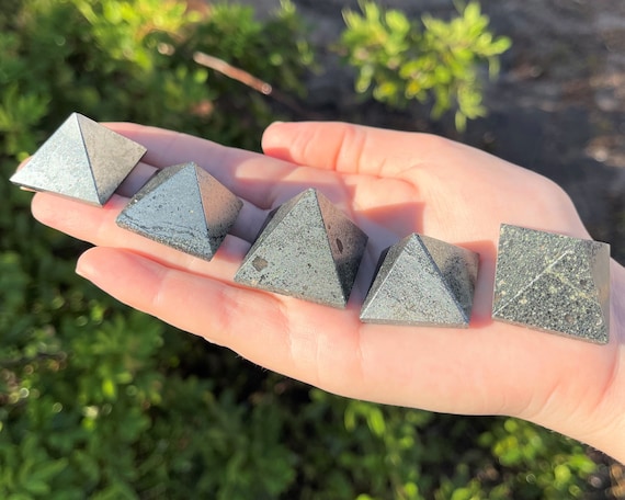 Hematite Crystal Pyramid, 1" - 1.25" (Polished Gemstone Pyramid, Grounding Pyramid)