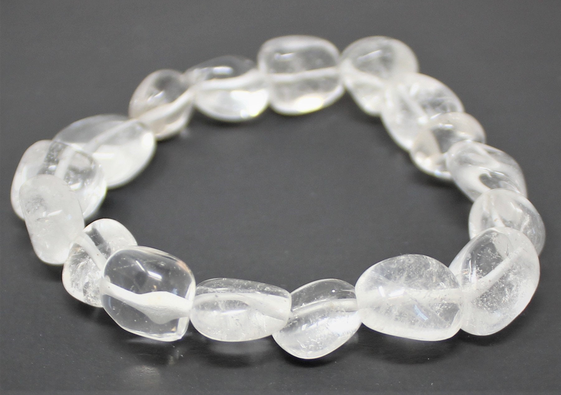 Clear Quartz Tumbled Gemstone Bracelet: 6-8 mm Stones (Clear Quartz ...