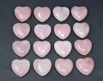 Rose Quartz Hearts - 25 WHOLESALE Crystal Hearts - 1" Carved Gemstone Hearts Bulk Lots ('A' Grade Premium Quality Pink Crystal Hearts)