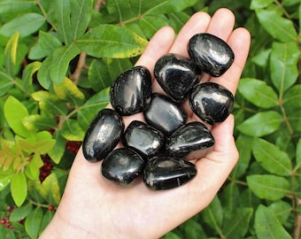 Jet Tumbled Stones: Choose How Many Pieces ('A' Grade Jet Crystals)