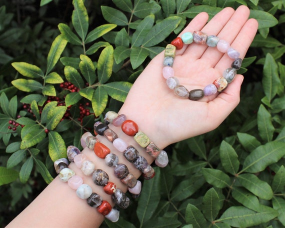 4-8mm Stretchy Stone Bracelets Assorted Natural Gemstone Beads Healing  Reiki 