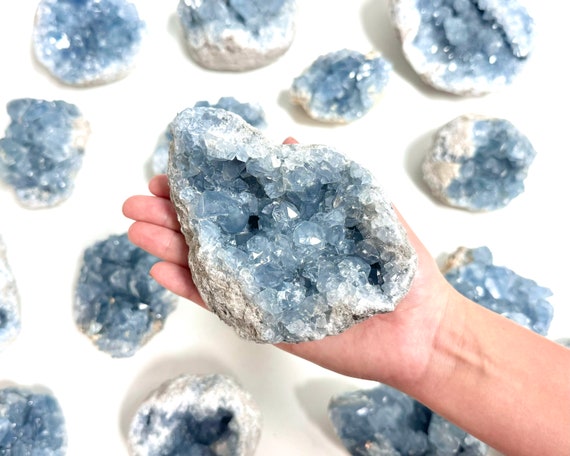 LARGE Natural Celestite Clusters, Stunning High Quality Celestite Crystals: Choose Size ('A' Grade Premium Quality Celestite Crystal Geodes)