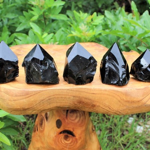 Black Obsidian Top Polished Point - Choose Size (&#39;AAA&#39; Grade Black Obsidian Cut Base Point, Black Obsidian Protection Crystal)