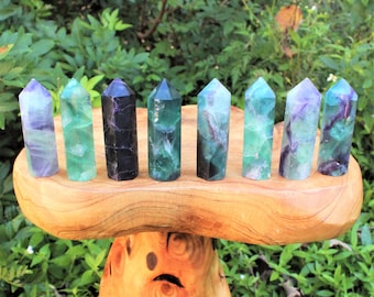 Fluorite Generator, 2.5 - 3" Tall Polished Crystal Obelisk (Rainbow Fluorite Point)