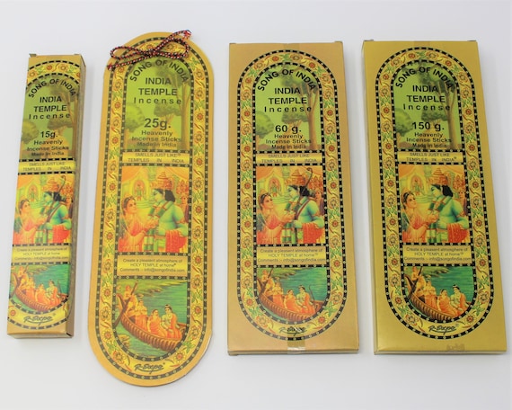 Song of India (Indian Temple) Incense Sticks: Pick 15 25 60 or 150 gram Pack