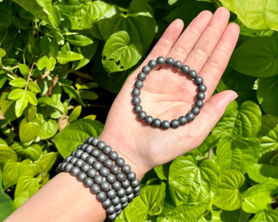 Hematite Bead Bracelet (Matte) 8 mm Round Crystals (Premium Grade Stretch Gemstone Bracelet, Hematite Crystal Bracelet)