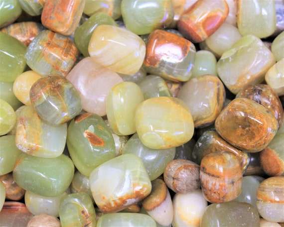 Green Calcite Tumbled Stones: Choose Ounces or lb Bulk Wholesale Lots (Premium Quality 'A' Grade)