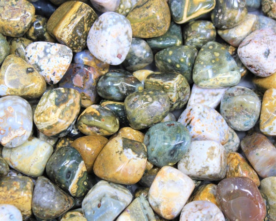 Sea Jasper Tumbled Stones: Choose Ounces or lb Bulk Wholesale Lots (Premium Quality 'A' Grade)