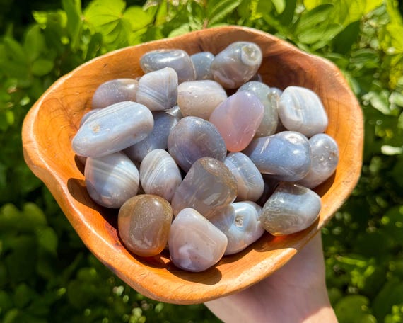 Chalcedony Tumbled Stones, LARGE 1 - 1.25" Size - Wholesale Bulk Lots ('A' Grade Chalcedony Crystals)