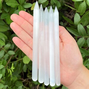 White Selenite Wand 6 Choose How Many, Bulk Discounts Selenite Pencil, Polished Selenite, Crystal Healing, Reiki, Meditation, Chakra image 2