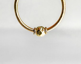 Gold Fidget Ring with Hammered Sphere Charm, Anxiety Jewelry