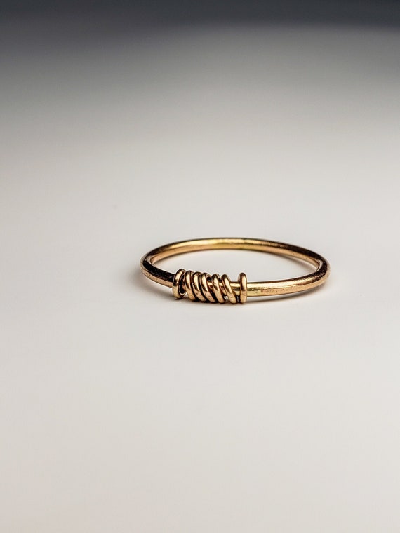 thin gold band, fidget ring, worry beads ring, anxiety ring, spinner rings for women, mindfulness, stackable rings, rings for kids