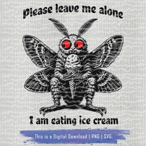 Motte Essen Eis Png, Lustige Geschenkidee Cryptid Liebhaber SVG, Motte Mann Kryptozoologie Natur Clip Art, Herbst Winter Bequemer Schlaf Design