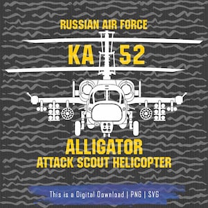KA52 Alligator SVG, Russische helikopter PNG, aanvalsscouthelikopter voor sublimatie Svg, Kamov SVG, militair kunstwerk voor Cricut