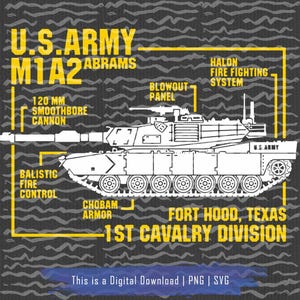 Tanque M1A2 Abrams SVG | Veículo Militar SVG | Vetor de Tanque do Exército | Clipart de Máquina de Guerra | Compatível com Cricut e Silhouette | Tanque de Batalha Principal Svg