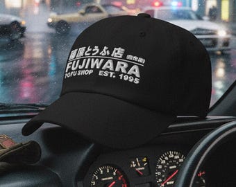 Fujiwara Tofu Shop Hat Initial D Embroidered Cap, JDM Drift Anime Gift for Car Lovers, AE86 Takumi Dad Hat Streetwear