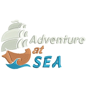 Desenho de bordado Adventure At Sea, Desenhos de bordado The Sailor, Arquivo de bordado de logotipo náutico para bordado à máquina