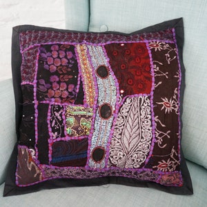 Handmade Cushion Cover - Decorative Sofa Cushion Cover 16x16 - Hippie Home Decor - Indian Room Decor - New Home Gift