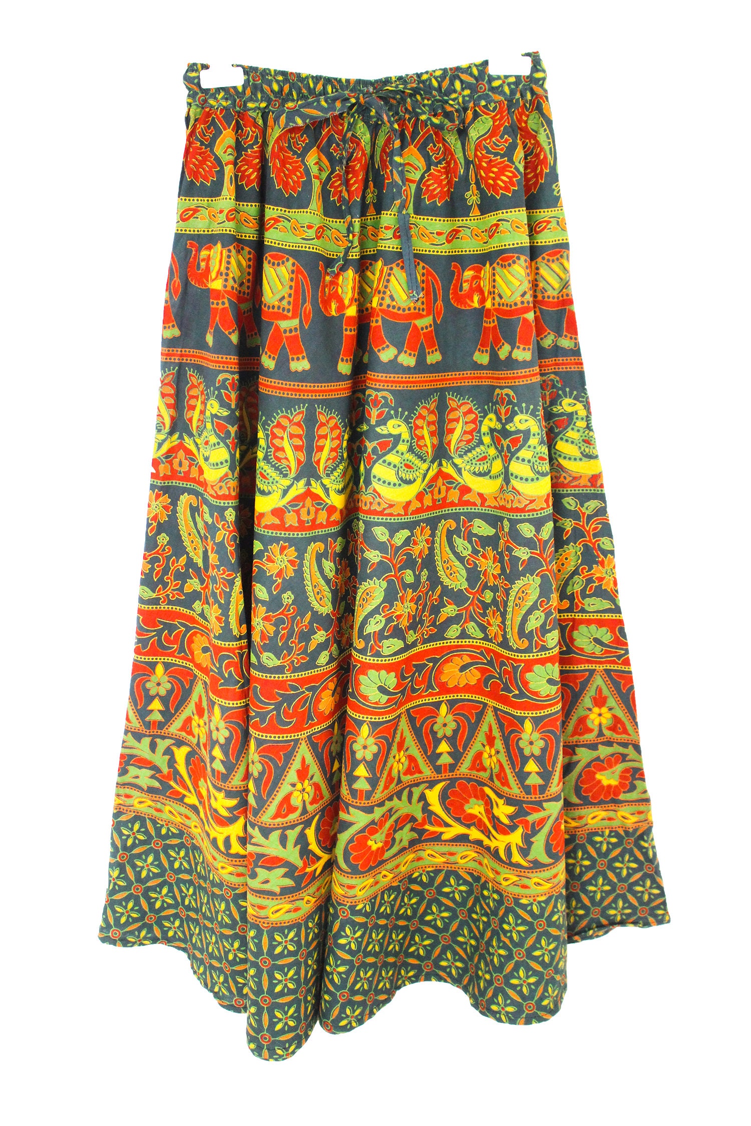 Green Indian Long Skirt Maxi Skirt Boho Skirt Summer - Etsy