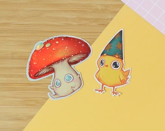 Waterproof Die Cut Vinyl Stickers ~ Holographic Waterproof Die Cut Sticker ~ Mushroom Sticker ~ Magic Chicken Sticker