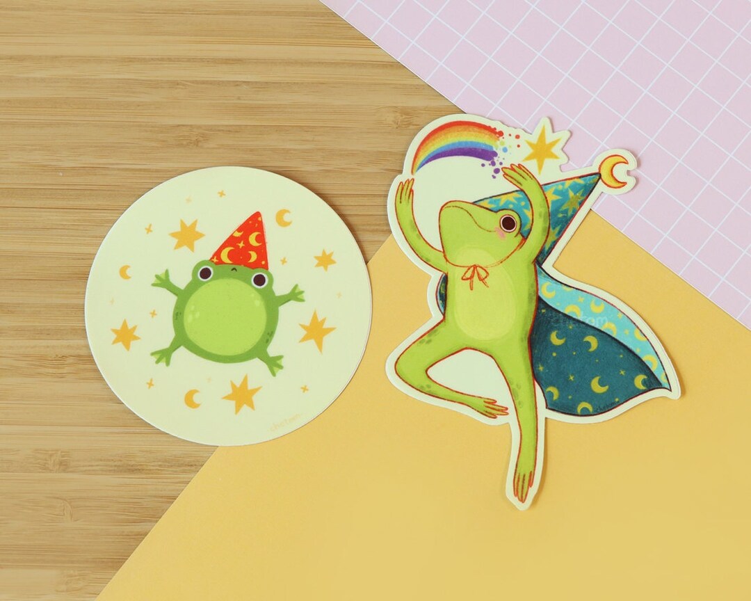 Waterproof Die Cut Vinyl Sticker ~ Cute Magic Frog Rainbow Sticker ...