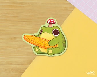 Money Frog Golden Vinyl Sticker ~ Frog Sticker ~ Toad Stationery ~ Cute art by chetom ~ Ferdinand Frog ~ Frog Vinyl Decal ~ Gold Coin Frog