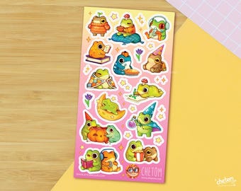 Fall Frog Friends Sticker Sheet ~ Vinyl Matte Transparent Stickers ~ Stationery ~ Bullet Journal decor ~ Cute Frog toad in clothes ~ chetom