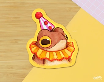 Cute Circus Clown Toad Sticker ~ Toad Die Cut ~ Frog Sticker ~ Waterproof Decal ~ Toad Waterproof Die Cut Vinyl Sticker ~