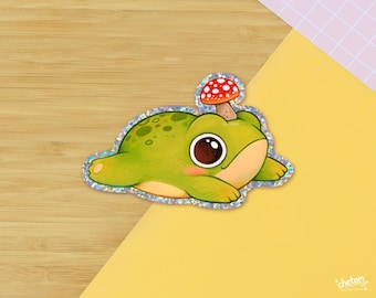 Ferdinand Frog Glitter Vinyl Sticker ~ Frog Toad Sticker ~ Toad Stationery ~ chetom ~ Ferdinand Frog ~ Frog Vinyl Decal ~ Cute sticker