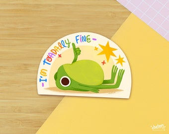 Toadally Fine Frog Toad Sticker - Vinyl Die Cut Decal ~ Cute Frog Stars ~ Waterproof Vinyl - Relatable Pun Funny Frog Laptop Sketchbook