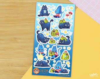 Vinyl Sticker Sheet ~ Pip the Cat ~ Ferdinand Frog ~ Cookie the Cosmic Cat ~ Vinyl Matte Stickers ~ Stationery ~ Bullet Journal decor ~
