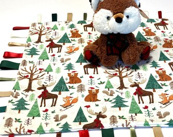 Forrest Christmas Ribbon Blanket and Plaid Fox