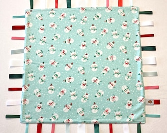 Animal Snowmen Ribbon Tag Blanket