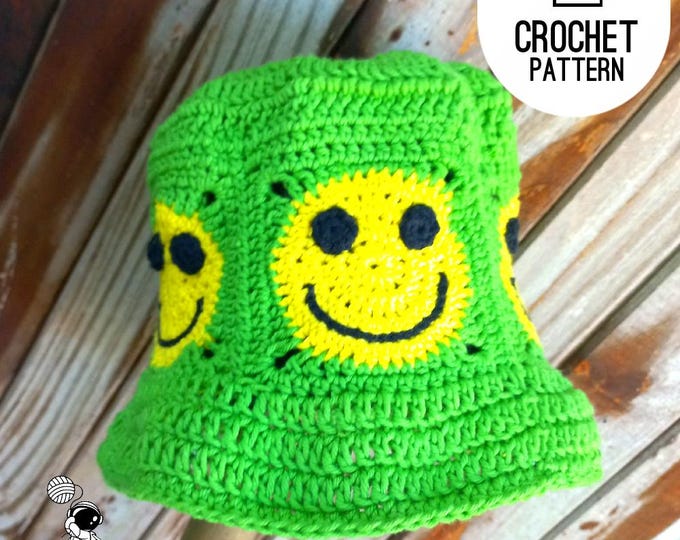 Crochet Bucket Hat Pattern Happy Smiles Small Crochet Squares Hat Digital Pdf Pattern