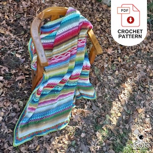 easy crochet blanket pattern, easy rainbow sample stitch blanket for beginners in UK Terms and US Terms
