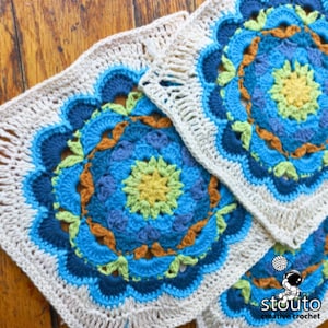 Crochet Afghan Flower Square, Easy Pattern, Forget Me Not Flower Granny Blanket Square Pattern, PDF Digital Download