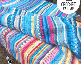 Crochet Temperature Blanket Pattern, Mixed Crochet Stitches Sampler Afghan Digital Templates Download