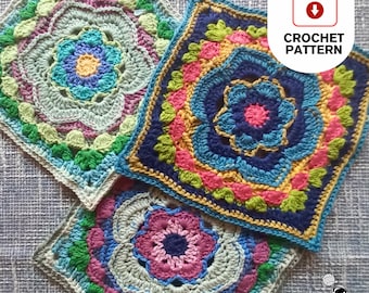 Buttercup Flower Crochet Square Pattern | Textured Granny Square PDF Pattern