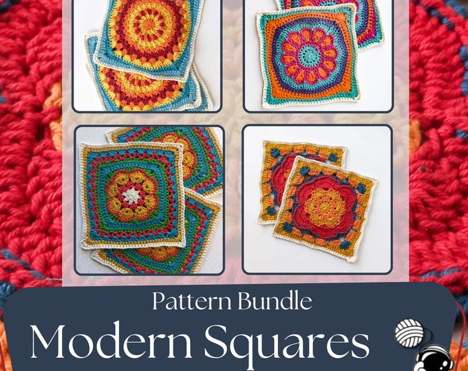 Granny Square Patterns : Modern Blanket Squares (Pdf Pattern)