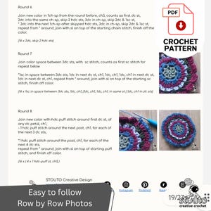 Patchwork African Flower Square Bundle | 4 Large Flowers Squares | PDF Crochet Pattern image 9