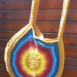 Crochet Bag Pattern Rainbow Striped Shopping Bag