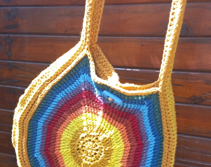 Crochet Bag Pattern Rainbow Striped Shopping Bag