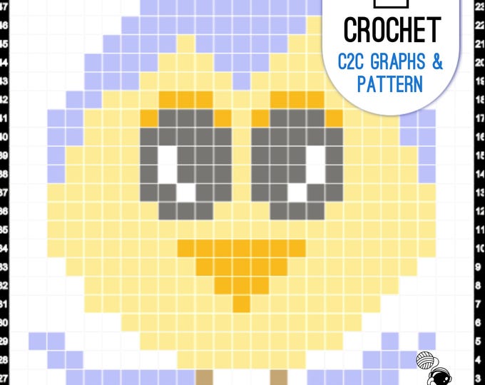 Crochet Corner to Corner Square, Cute Chic in Shell Easter C2C Graph and Pattern, Pillows, Cushions or Blanket Pattern, Digital PDF