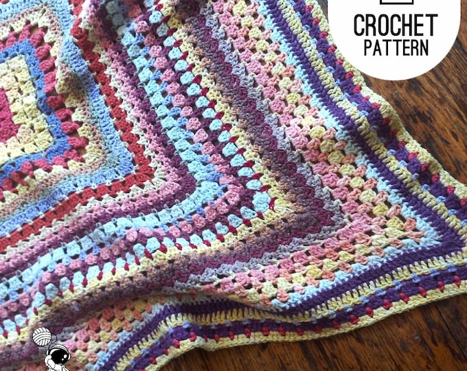 Crochet Baby Blanket Pattern, Mixed Crochet Stitches Crochet Blanket Pattern for scrap yarn, download PDF Crochet Pattern