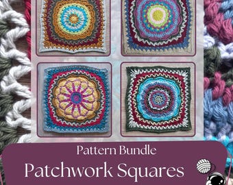 Blanket Square Patterns: Patchwork Flowers Afghan Squares (PDF Download)