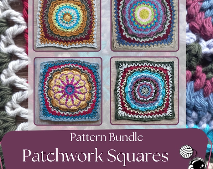 Blanket Square Patterns: Patchwork Flowers Afghan Squares (PDF Download)