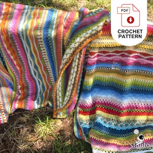 Crochet Stitch Sampler Blanket Pattern: Rainbow Afghan (PDF Pattern)
