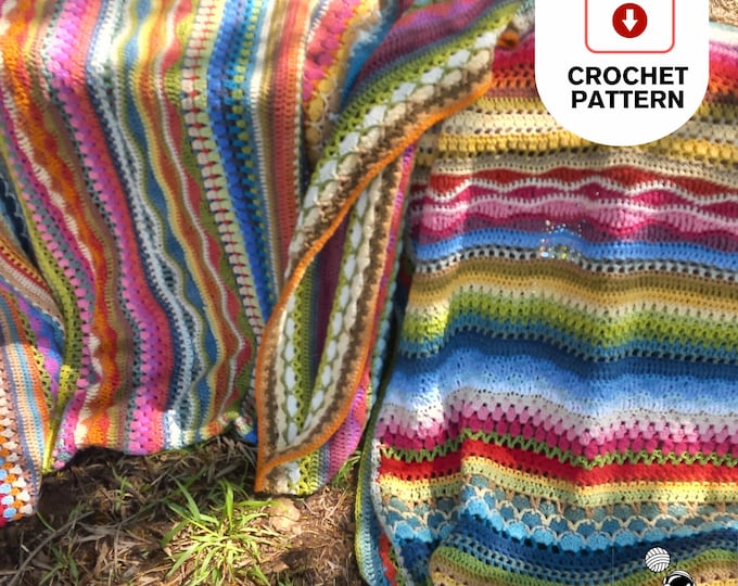 Crochet Stitch Sampler Blanket Pattern: Rainbow Afghan (PDF Pattern)